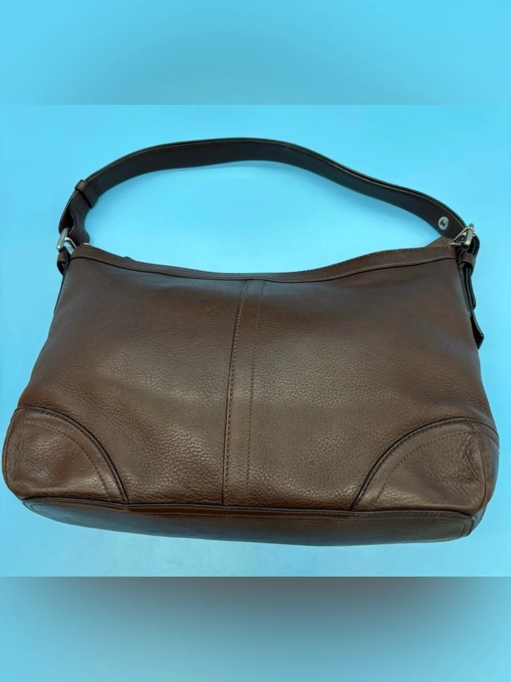 Coach Classic Brown Pebbled Leather Shoulder Hobo Bag